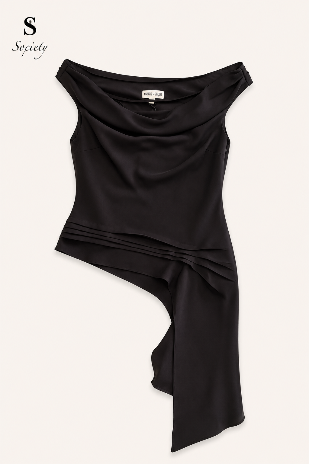 tss assymentrical black blouse front view