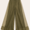 tss olive sheer wide leg pants front view