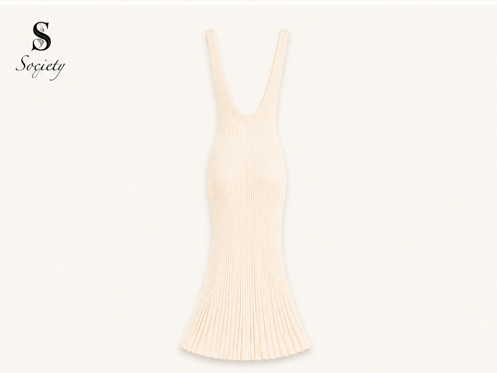 tss whte ribbed dress bck vew